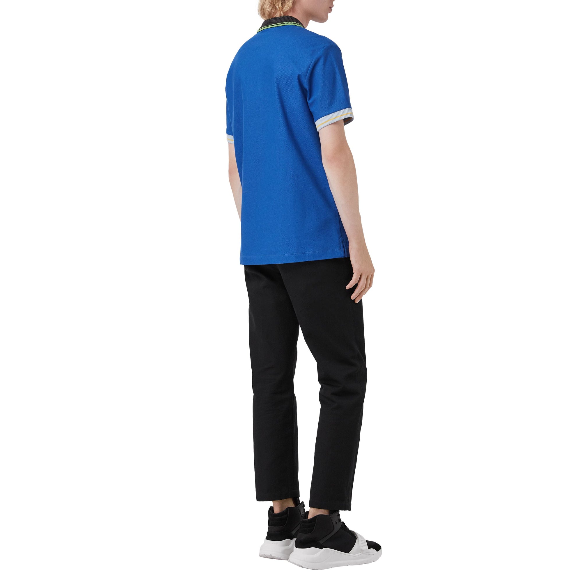 CERULEAN BLUE Polo en piqué de coton à bordure contrastante