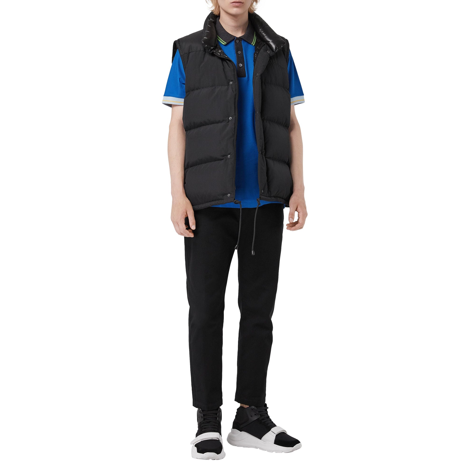 CERULEAN BLUE Polo en piqué de coton à bordure contrastante