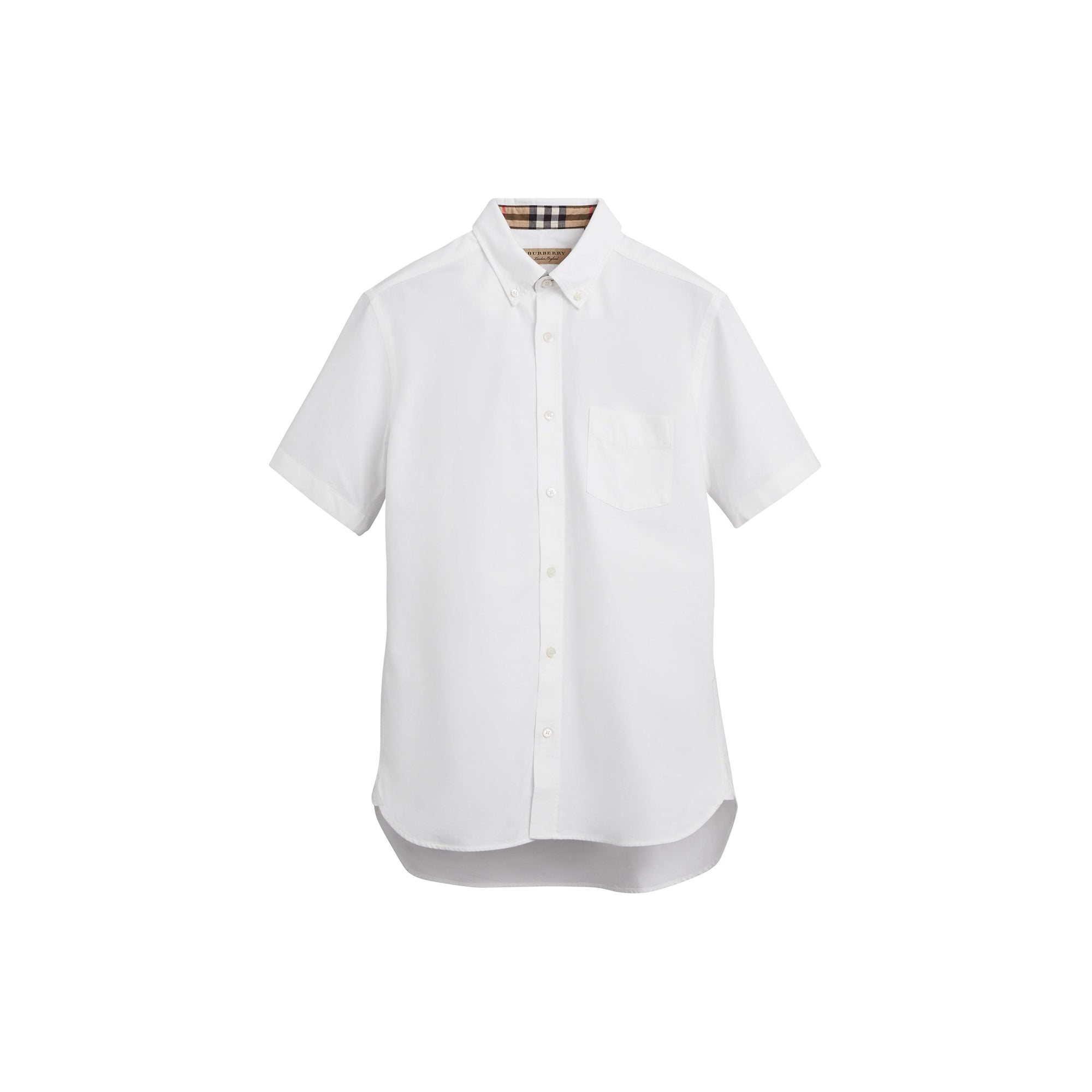 Chemise oxford en coton à manches courtes - Blanc