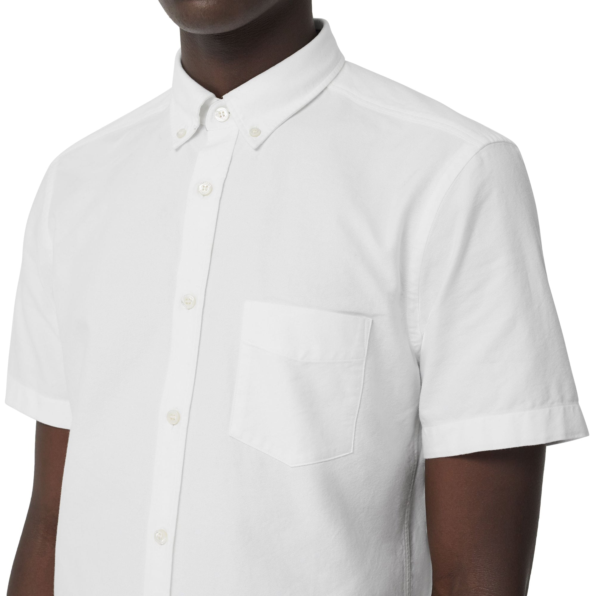 Chemise oxford en coton à manches courtes - Blanc