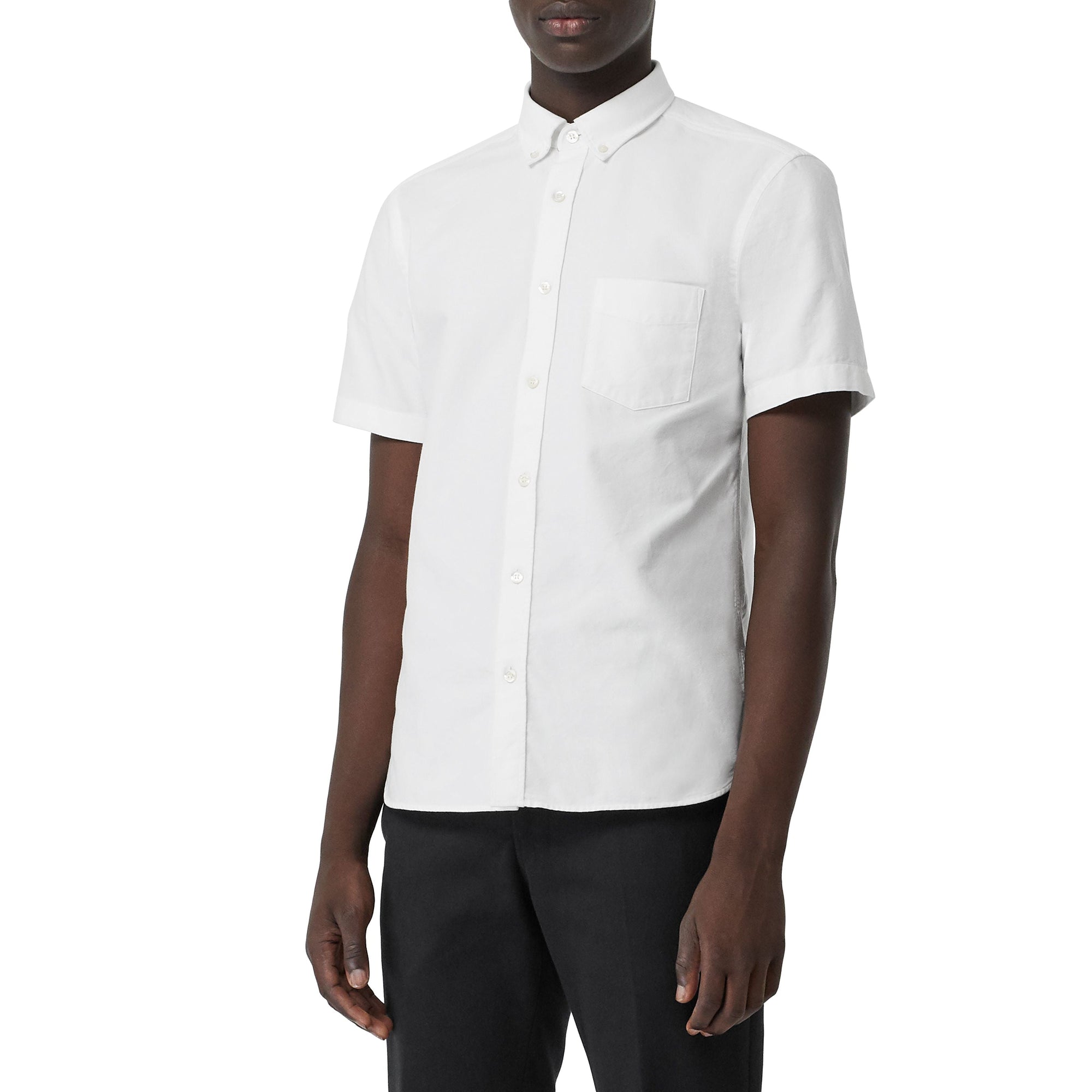 Chemise oxford en coton à manches courtes - Blanc