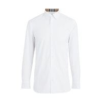 WHITE Chemise en popeline de coton extensible avec poignets à motif check