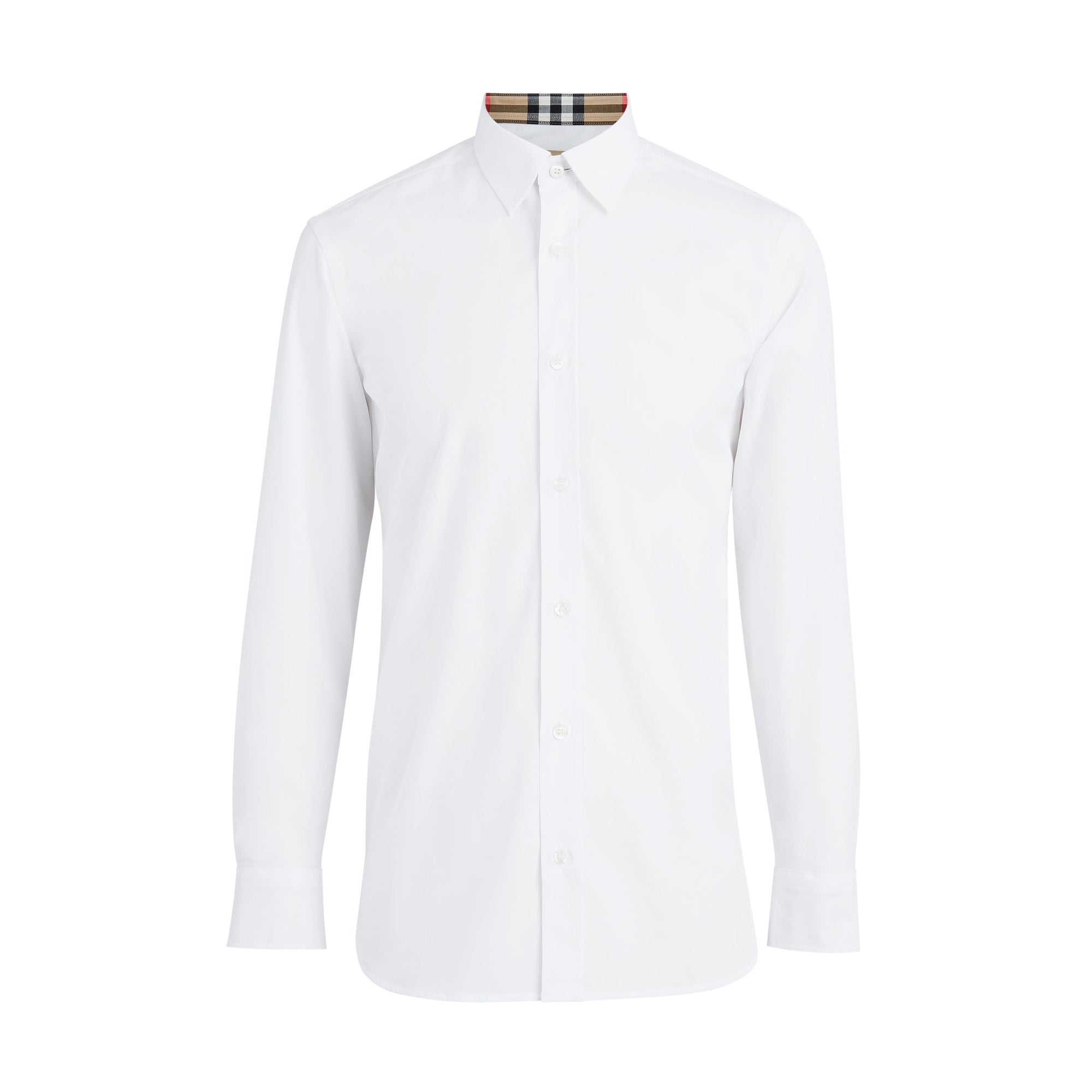 WHITE Chemise en popeline de coton extensible avec poignets à motif check
