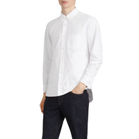WHITE Chemise en popeline de coton extensible avec poignets à motif check