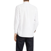 Chemise en popeline de coton extensible avec poignets à motif check - Blanc