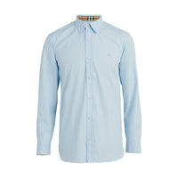 PALE BLUE Chemise en popeline de coton extensible avec poignets à motif check
