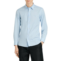 PALE BLUE Chemise en popeline de coton extensible avec poignets à motif check