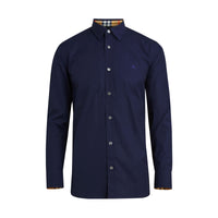 NAVY Chemise en popeline de coton extensible avec poignets à motif check