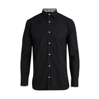 BLACK Chemise en popeline de coton extensible avec poignets à motif check