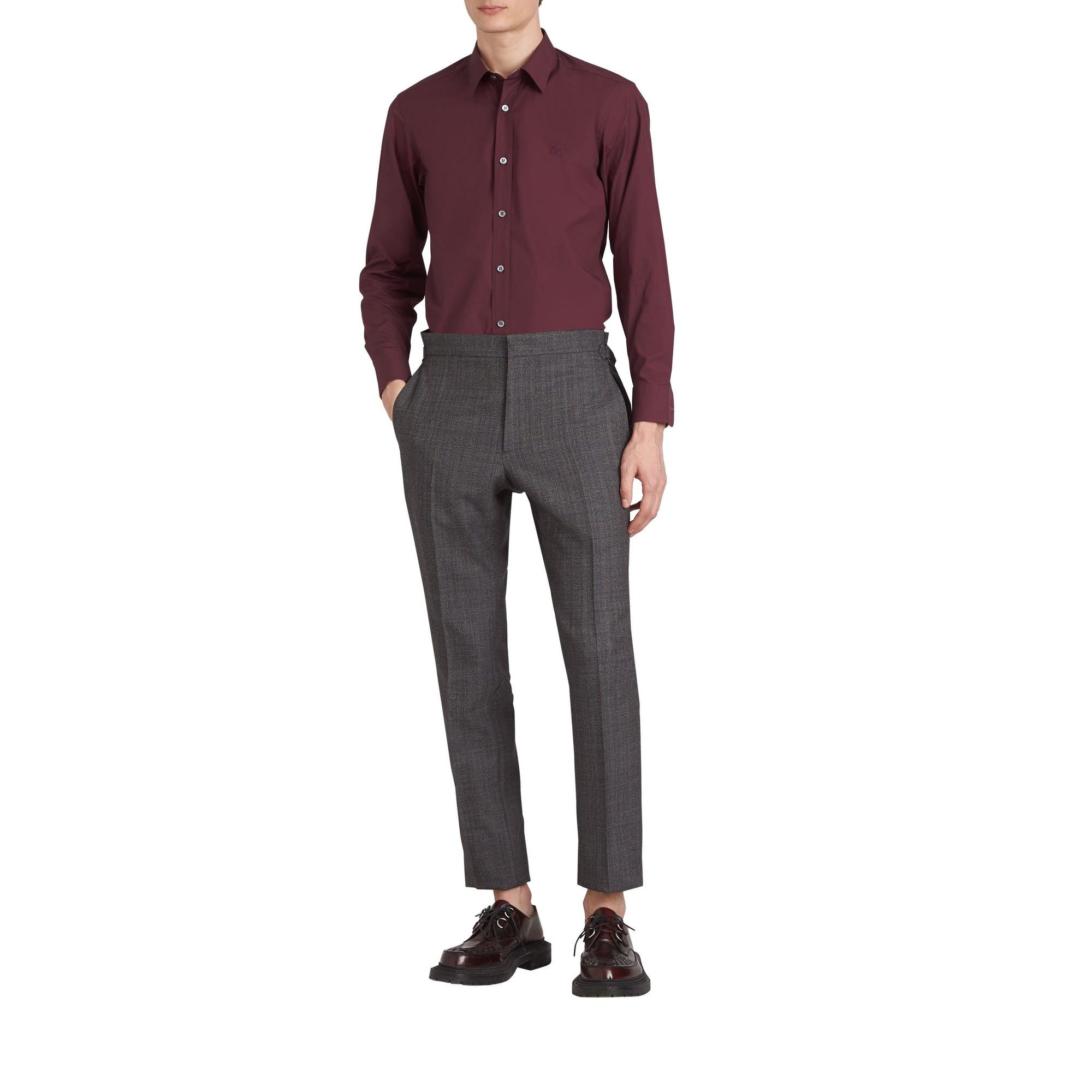 OXBLOOD Chemise en popeline de coton extensible avec poignets à motif check