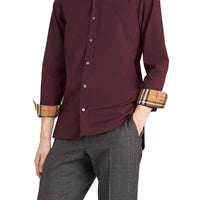 OXBLOOD Chemise en popeline de coton extensible avec poignets à motif check