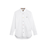 WHITE Chemise en coton extensible avec bouton contrastant