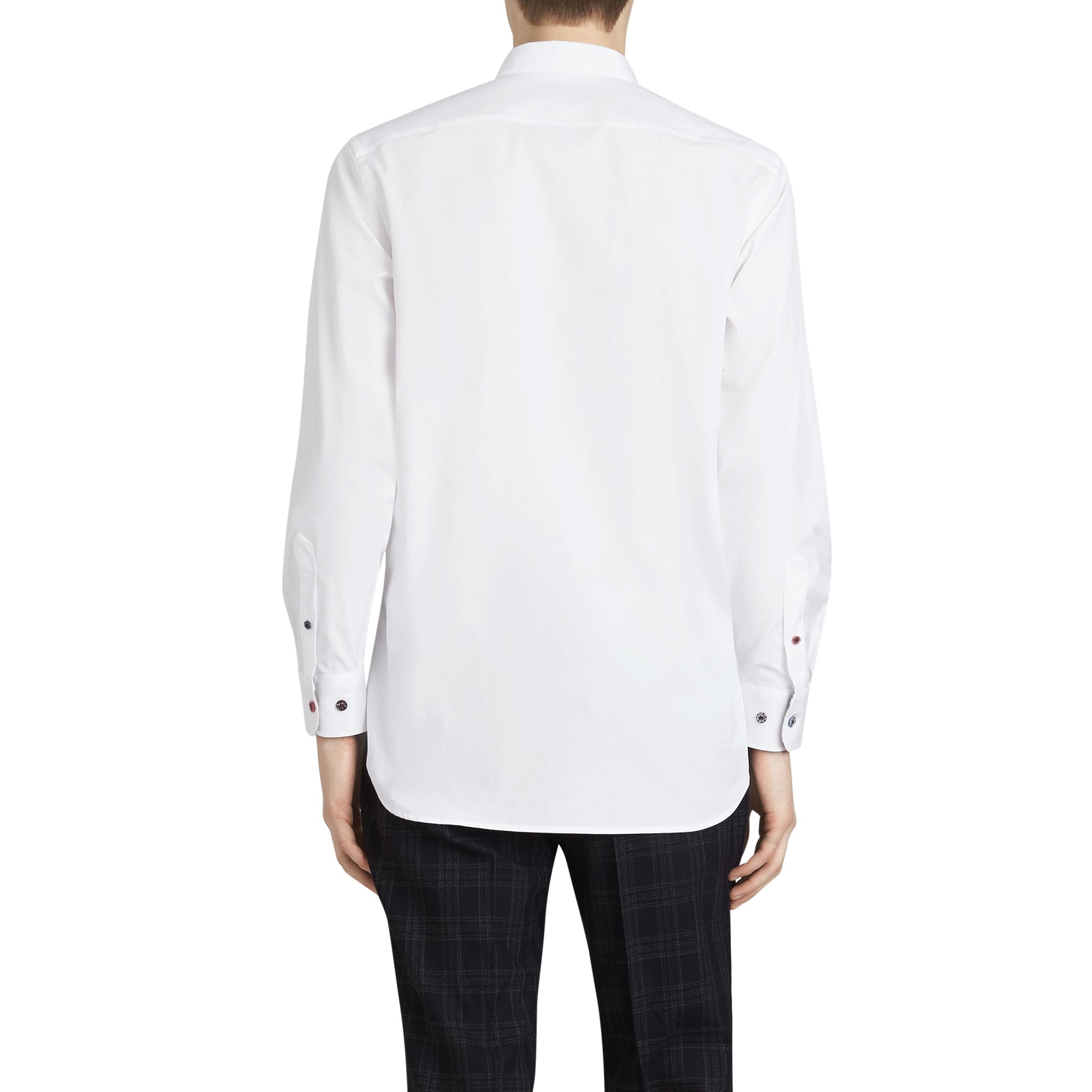 WHITE Chemise en coton extensible avec bouton contrastant
