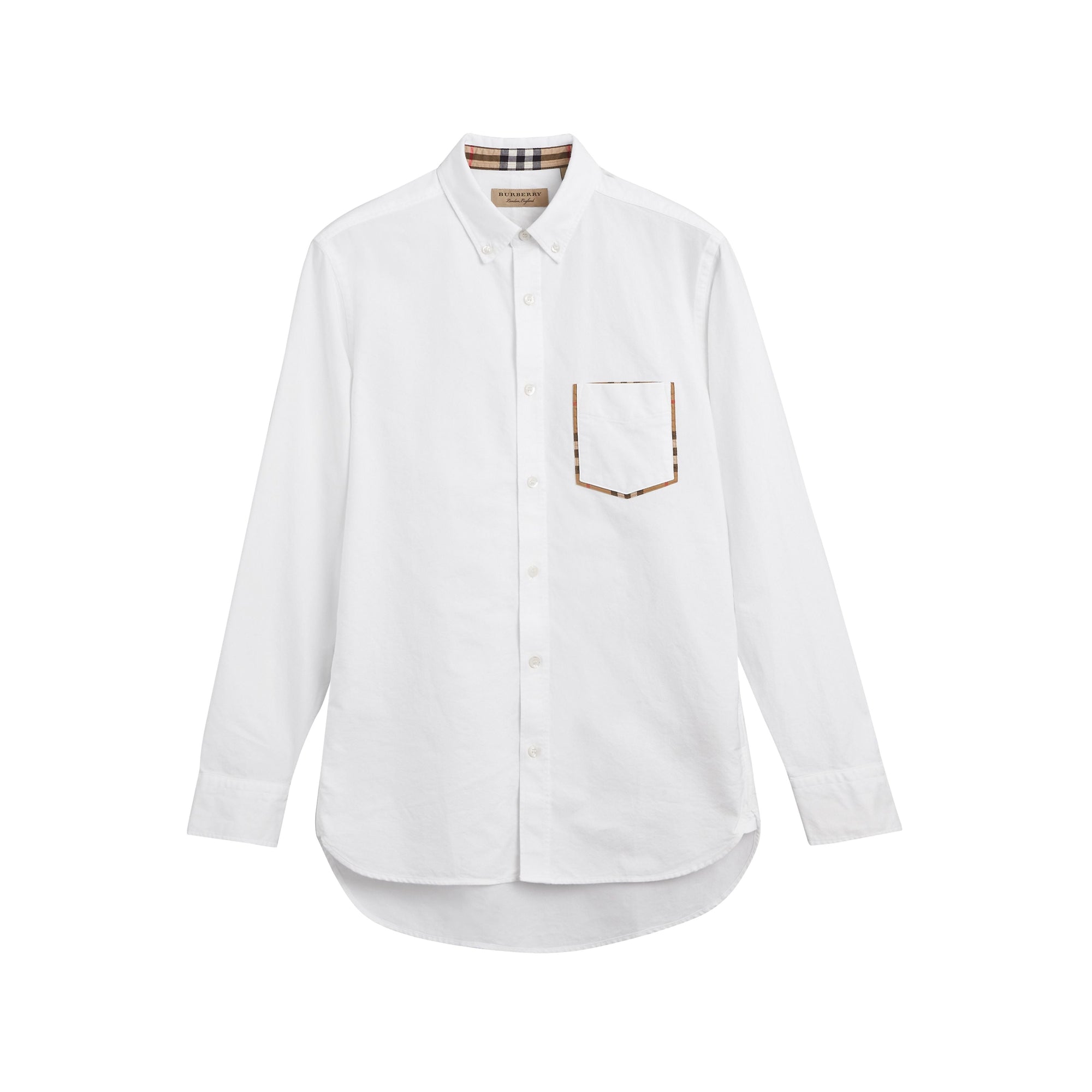 WHITE Chemise Oxford en coton à détails check
