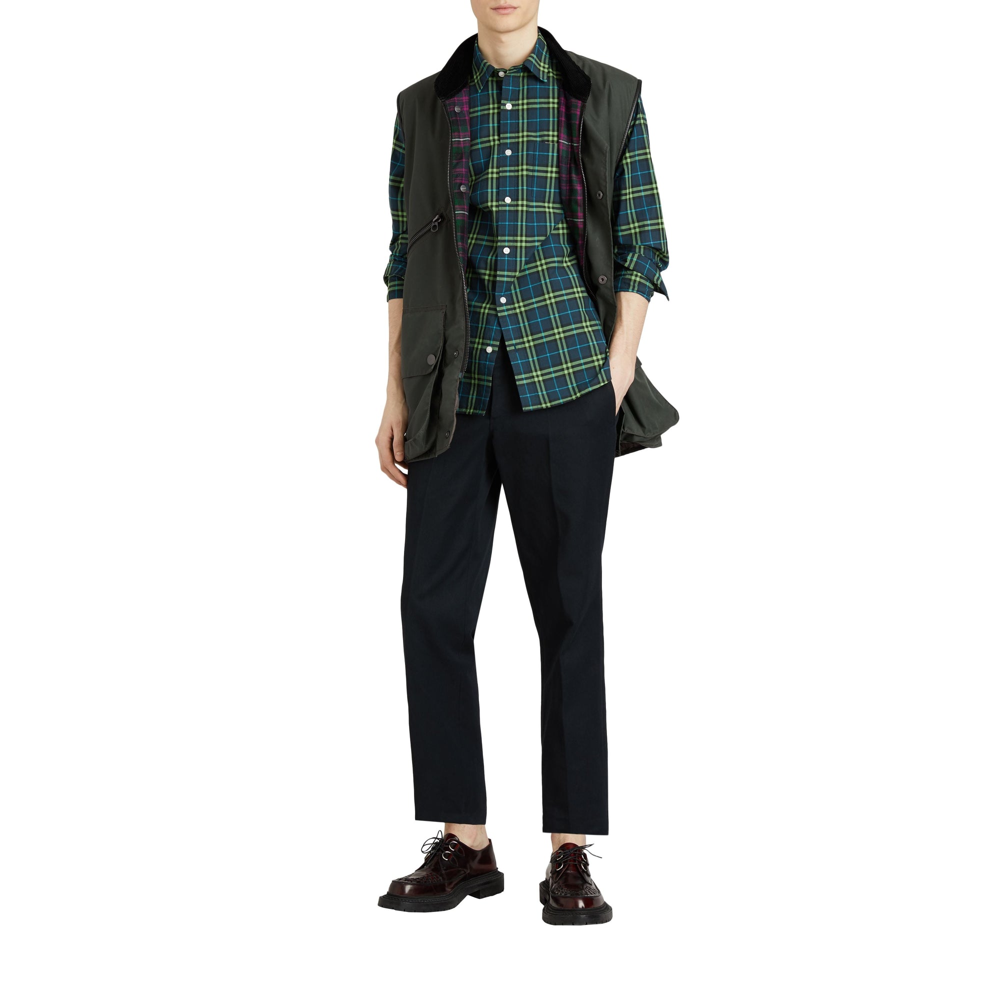 DRK PWTR BLU IP CHK Chemise en coton à motif check