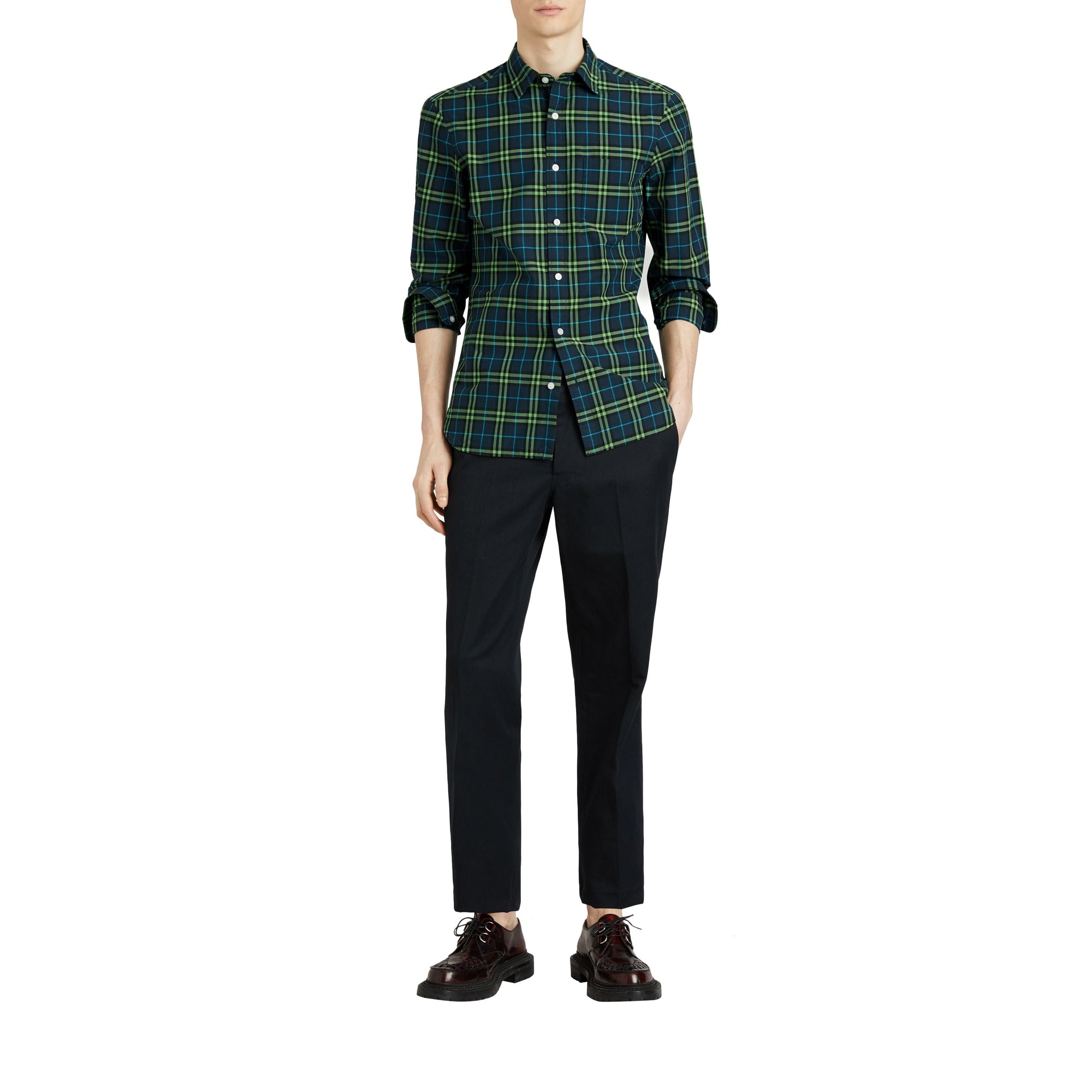 DRK PWTR BLU IP CHK Chemise en coton à motif check