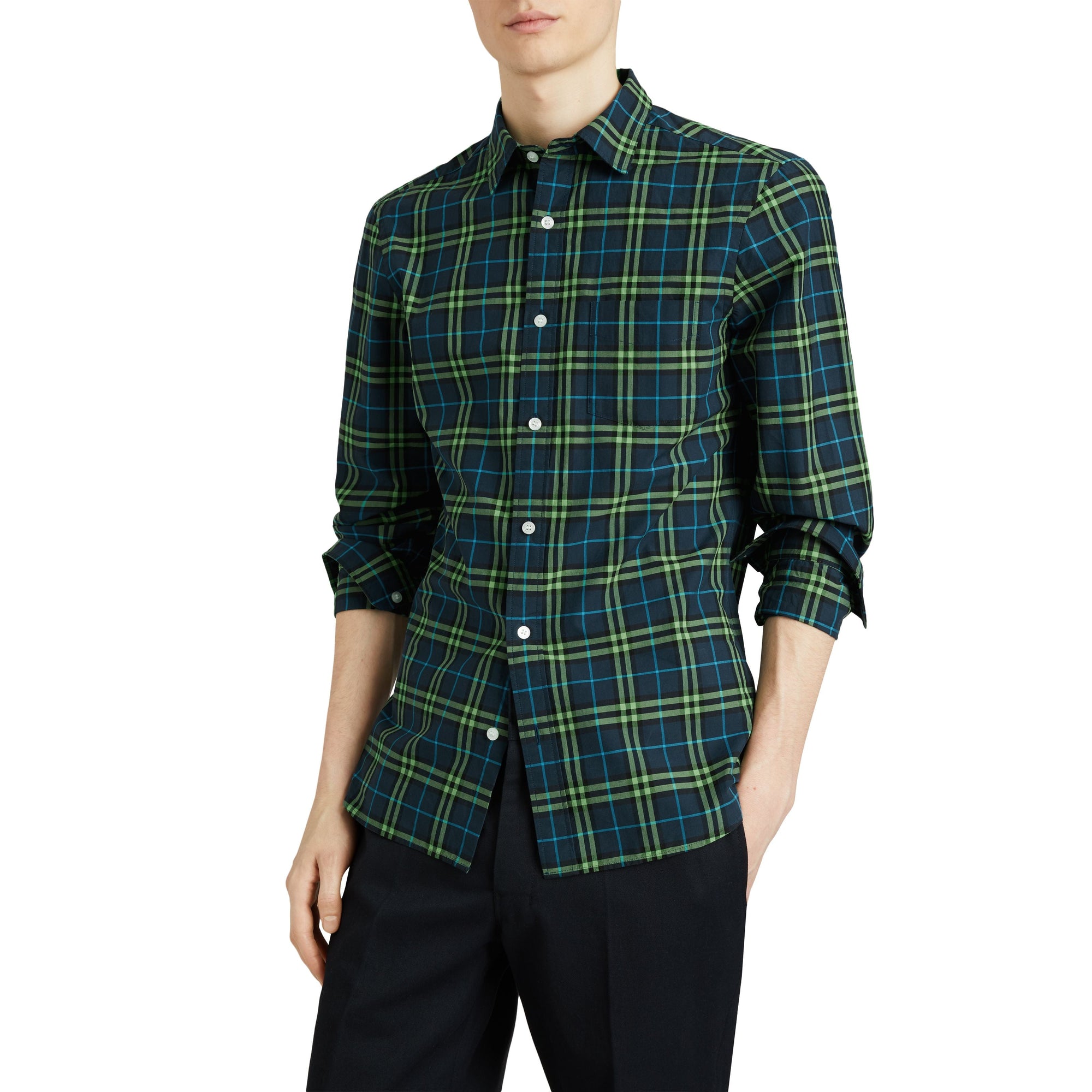 DRK PWTR BLU IP CHK Chemise en coton à motif check