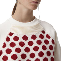WHITE Pull en jersey et laine mérinos à pois