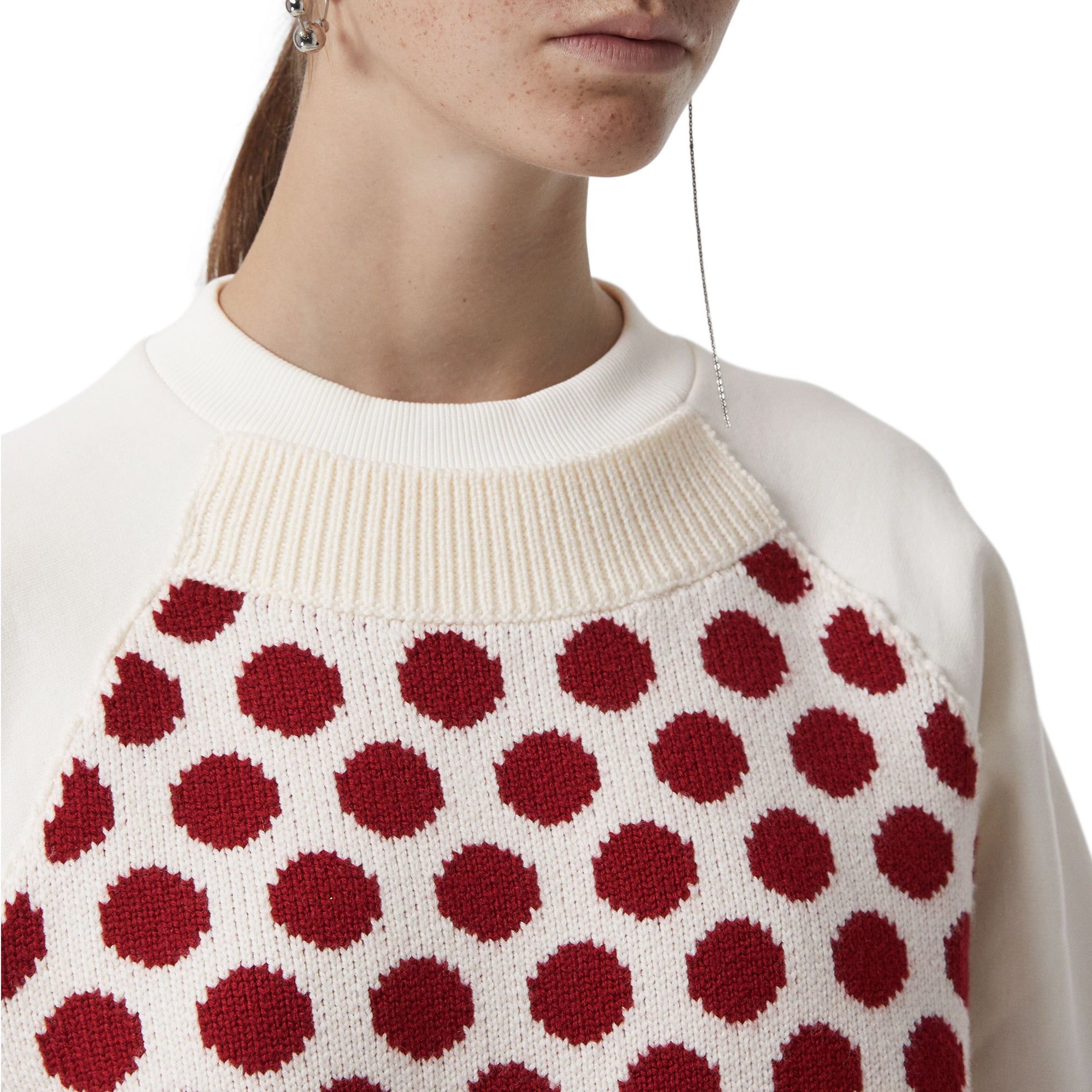 WHITE Pull en jersey et laine mérinos à pois