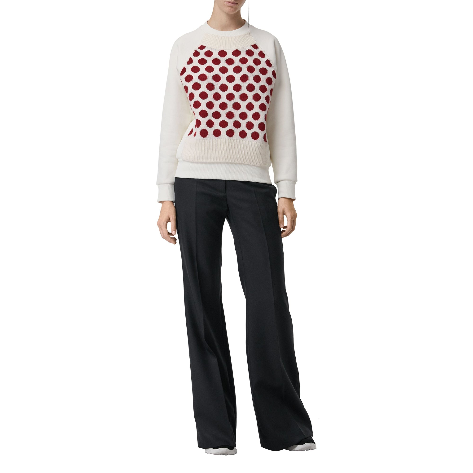 WHITE Pull en jersey et laine mérinos à pois