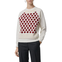 WHITE Pull en jersey et laine mérinos à pois