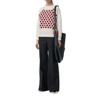 WHITE Pull en jersey et laine mérinos à pois
