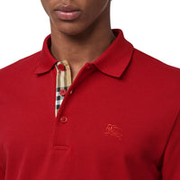 MILITARY RED Polo en coton avec patte de boutonnage à motif check