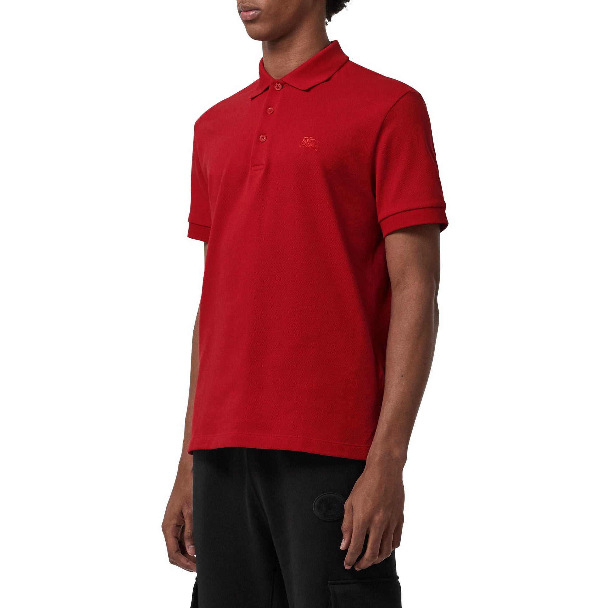 MILITARY RED Polo en coton avec patte de boutonnage à motif check