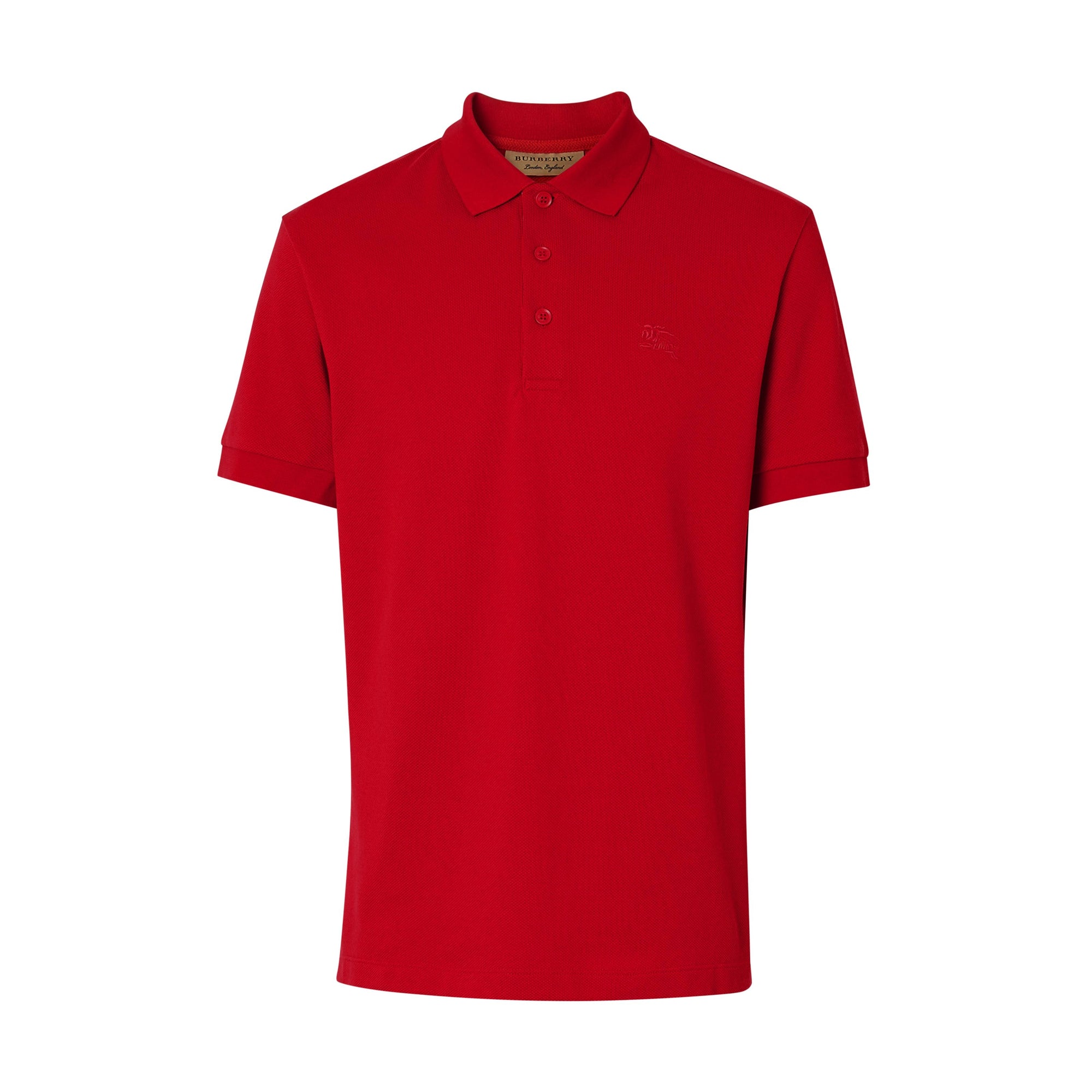 MILITARY RED Polo en coton avec patte de boutonnage à motif check