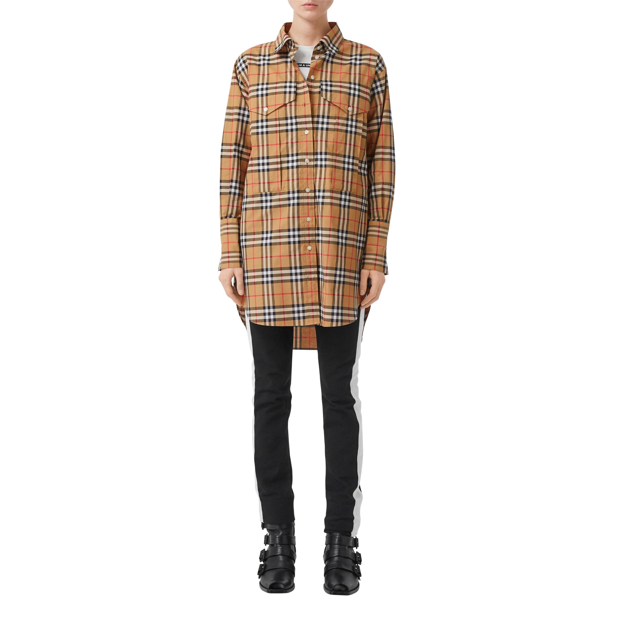 ANTIQUE YEL IP CHK Chemise oversize en coton Vintage check