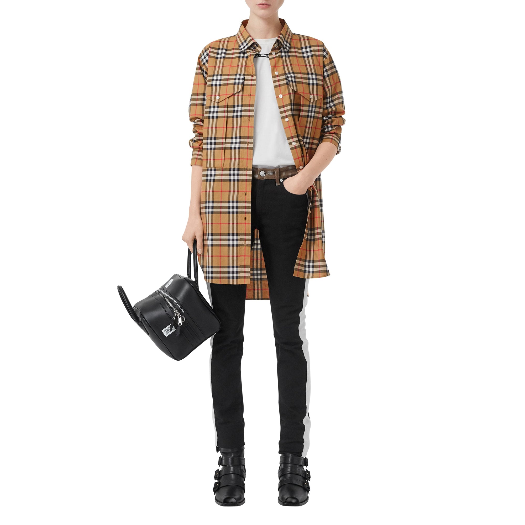 ANTIQUE YEL IP CHK Chemise oversize en coton Vintage check