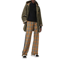 Pantalon en coton à motif vintage check avec cordon de serrage - Jaune antique