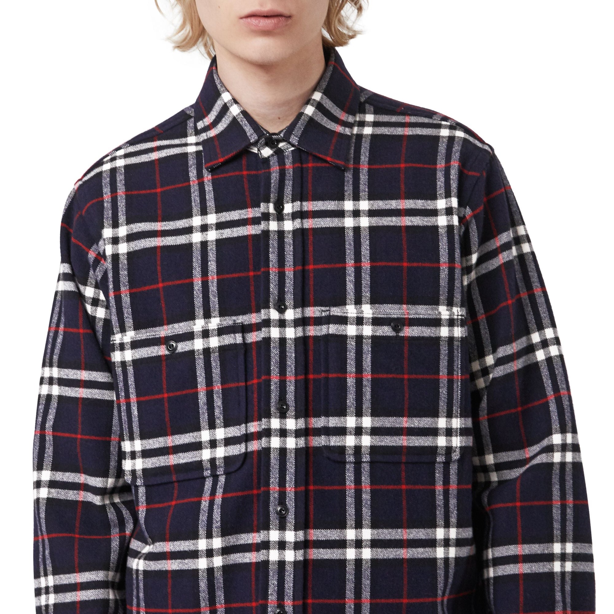 Chemise en flanelle de coton à motif check - Marine