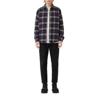 Chemise en flanelle de coton à motif check - Marine