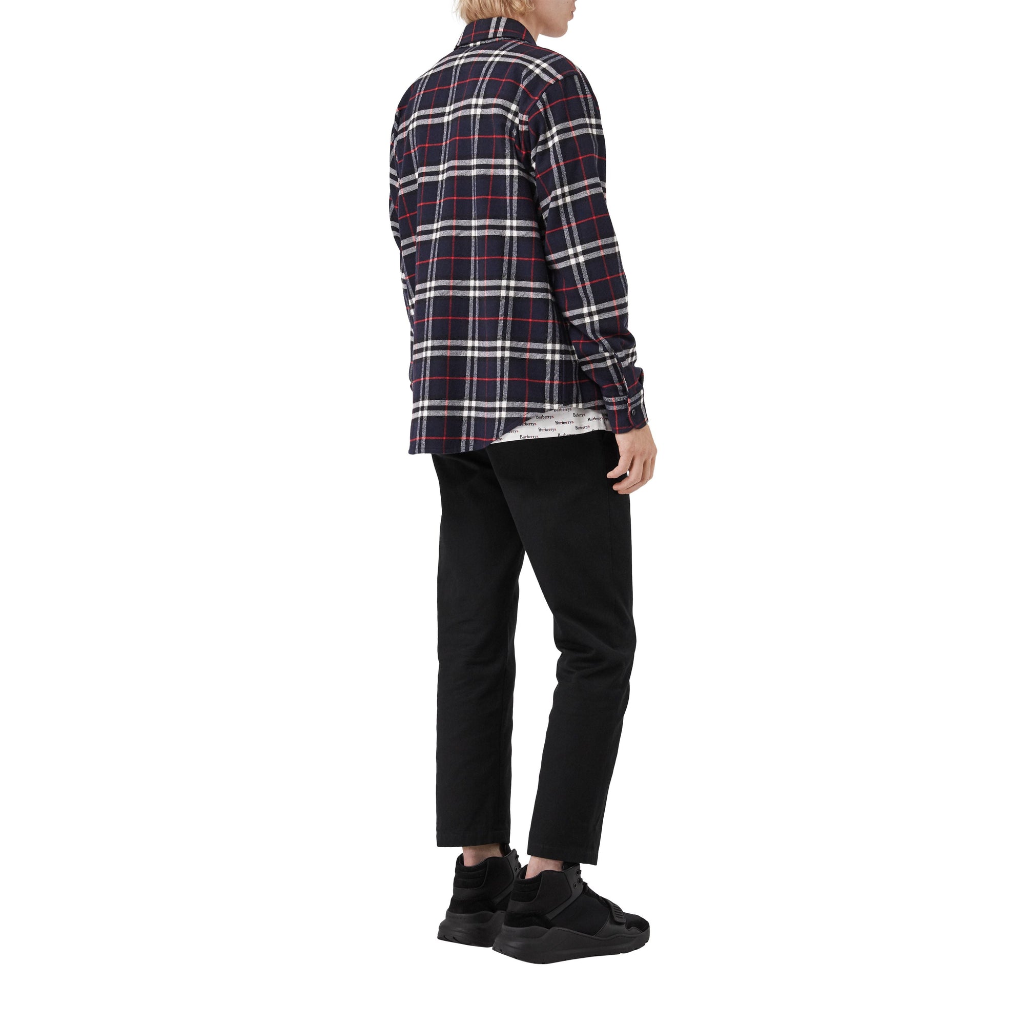 Chemise en flanelle de coton à motif check - Marine