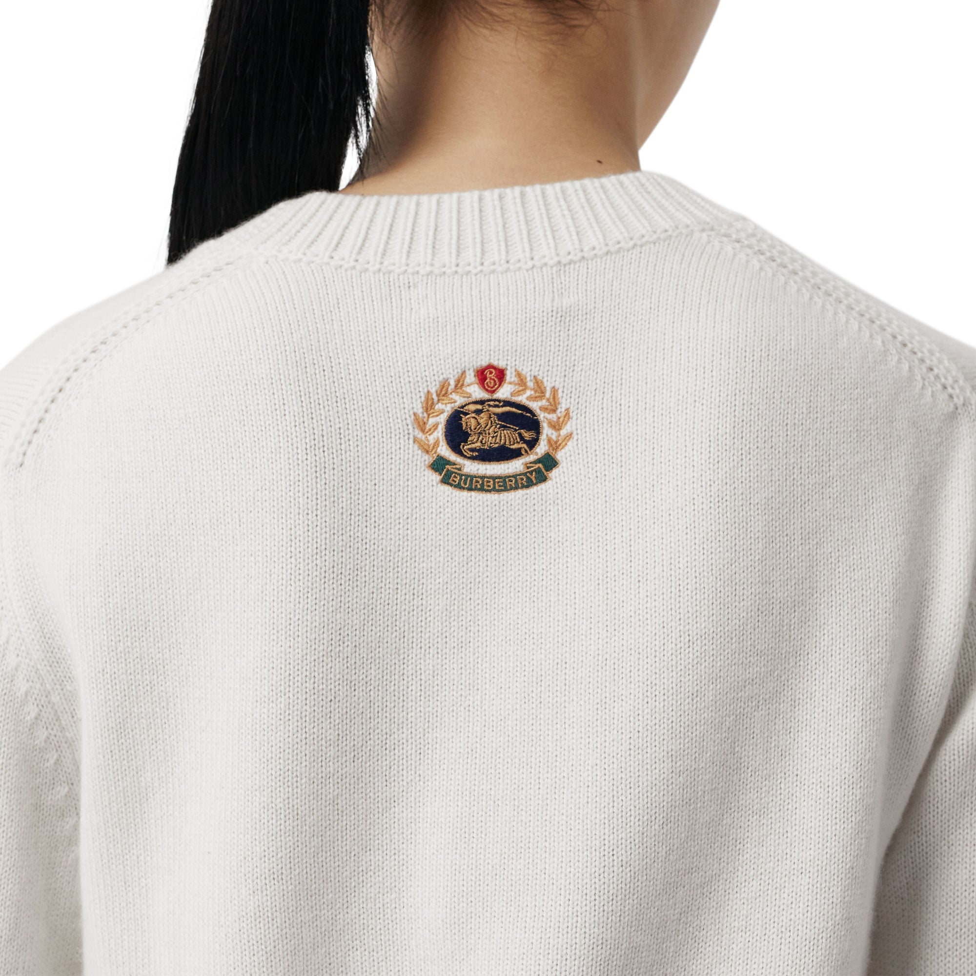 WHITE Pull en cachemire avec appliqué logo d'archive