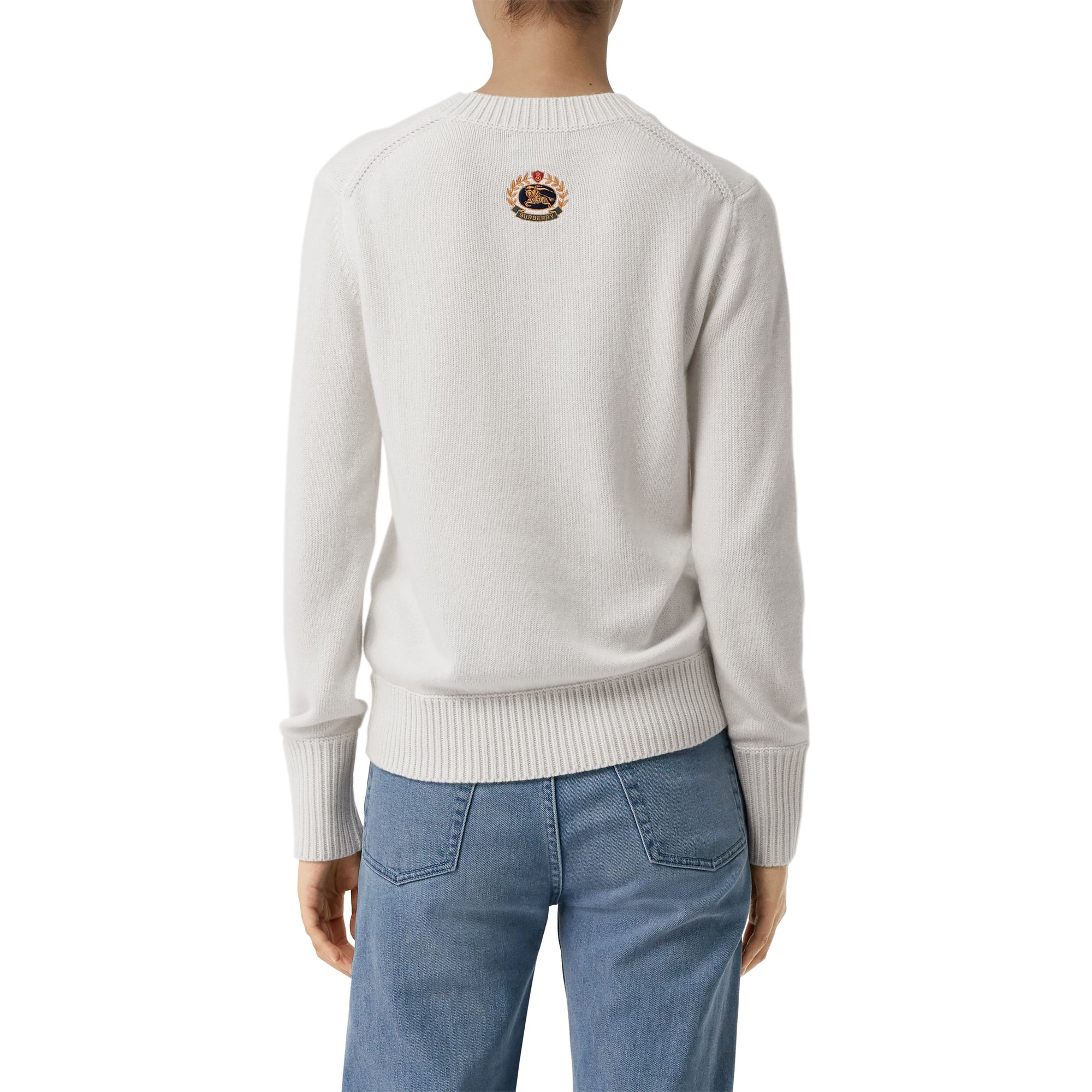 WHITE Pull en cachemire avec appliqué logo d'archive
