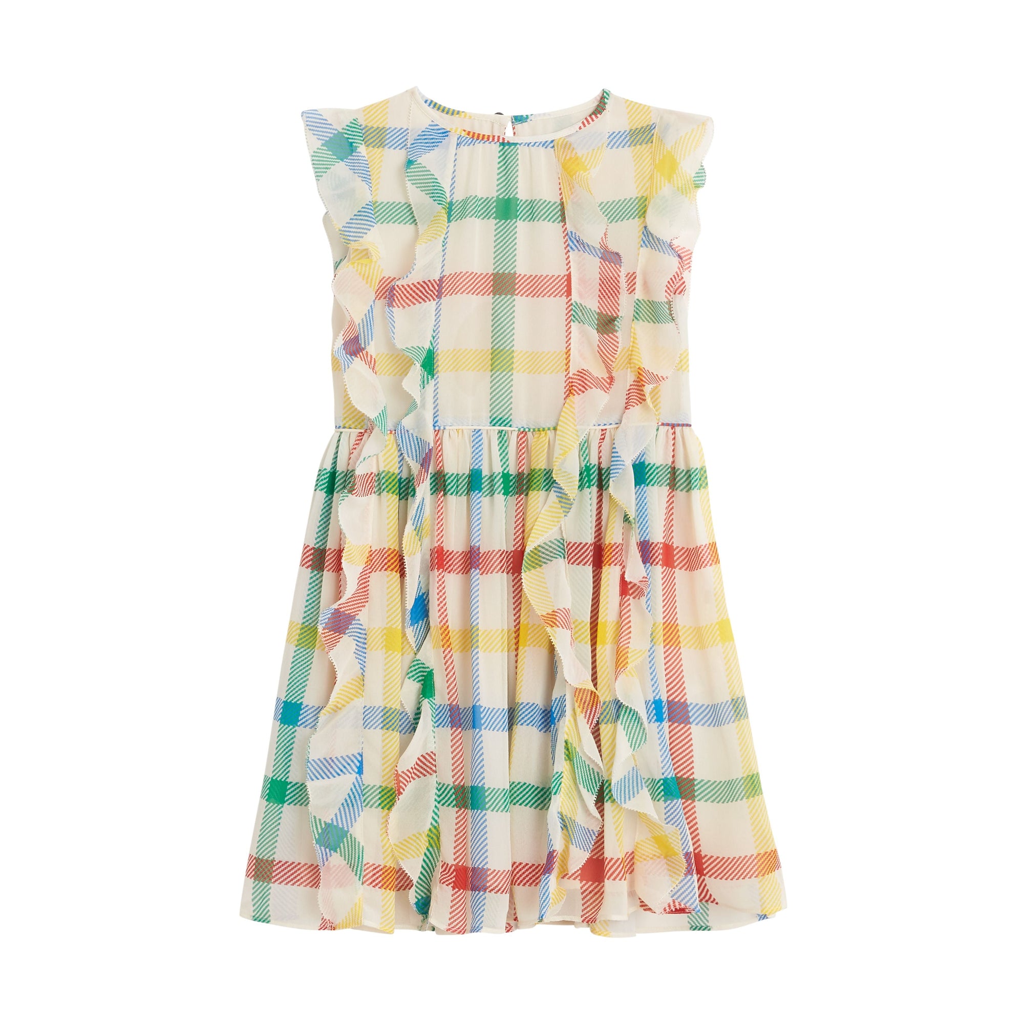 PALE STONE IP CHECK Robe en mousseline de soie à motif check et volants