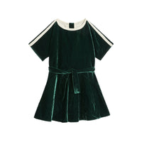 DARK FOREST GREEN Robe en velours rayée