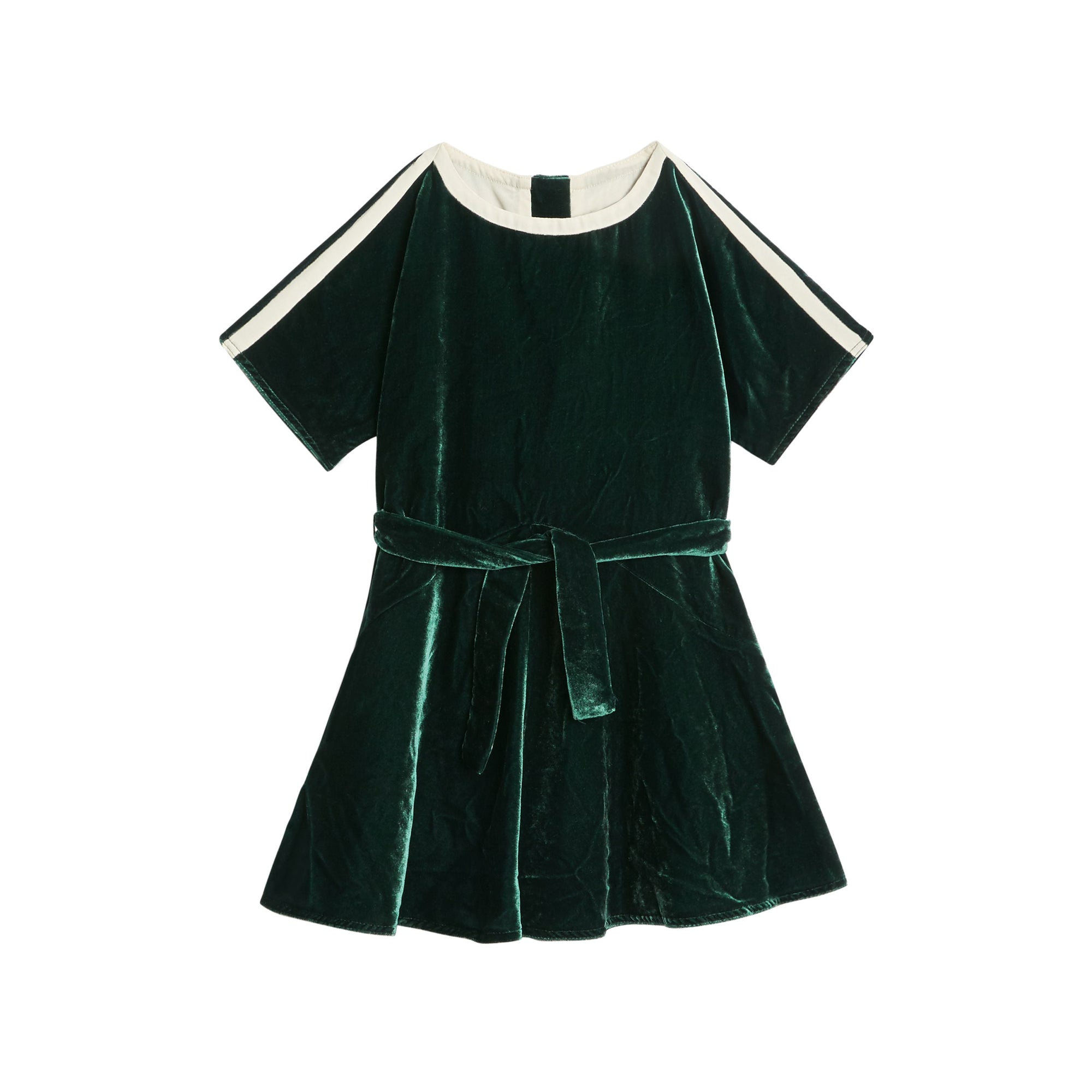 DARK FOREST GREEN Robe en velours rayée