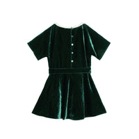 DARK FOREST GREEN Robe en velours rayée