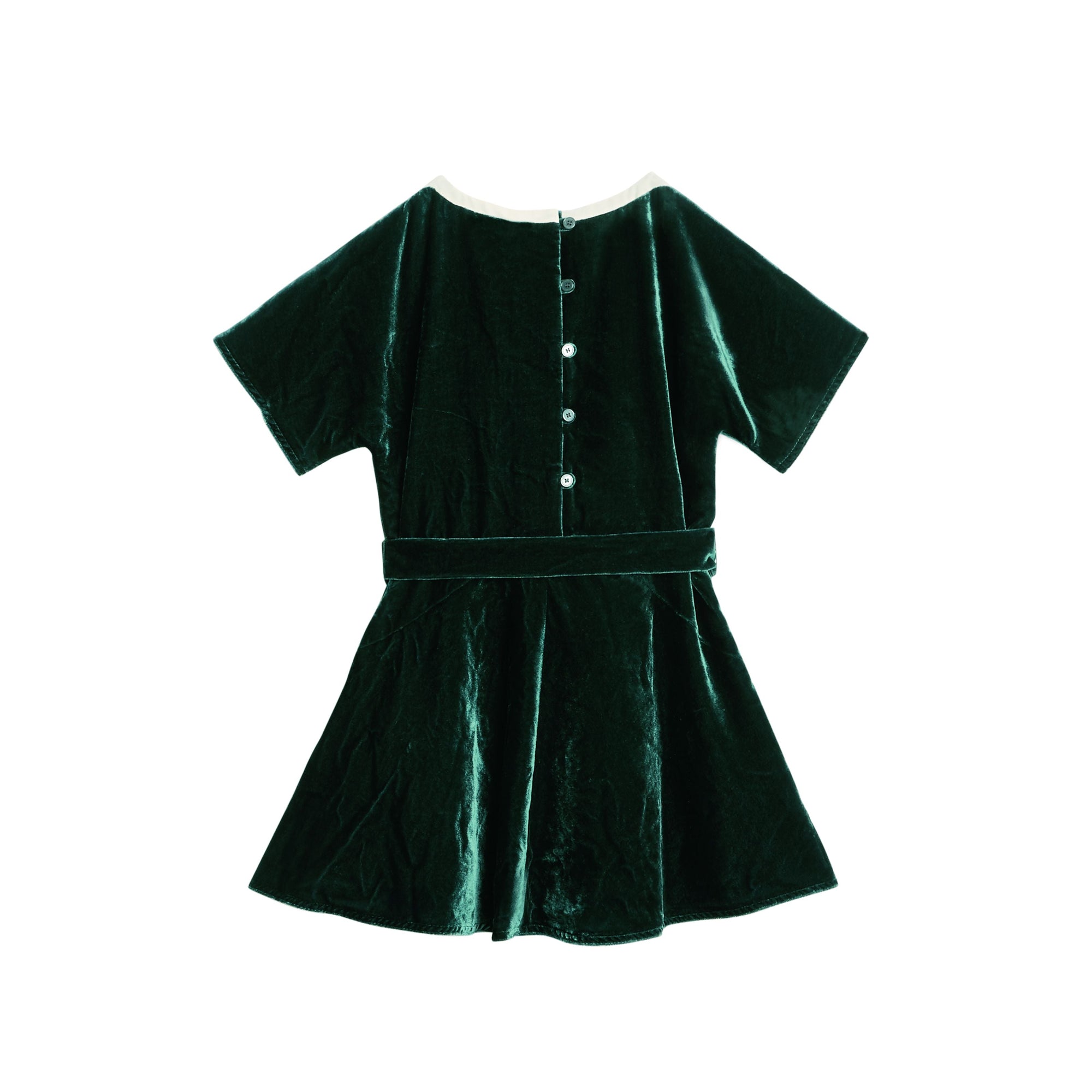 DARK FOREST GREEN Robe en velours rayée