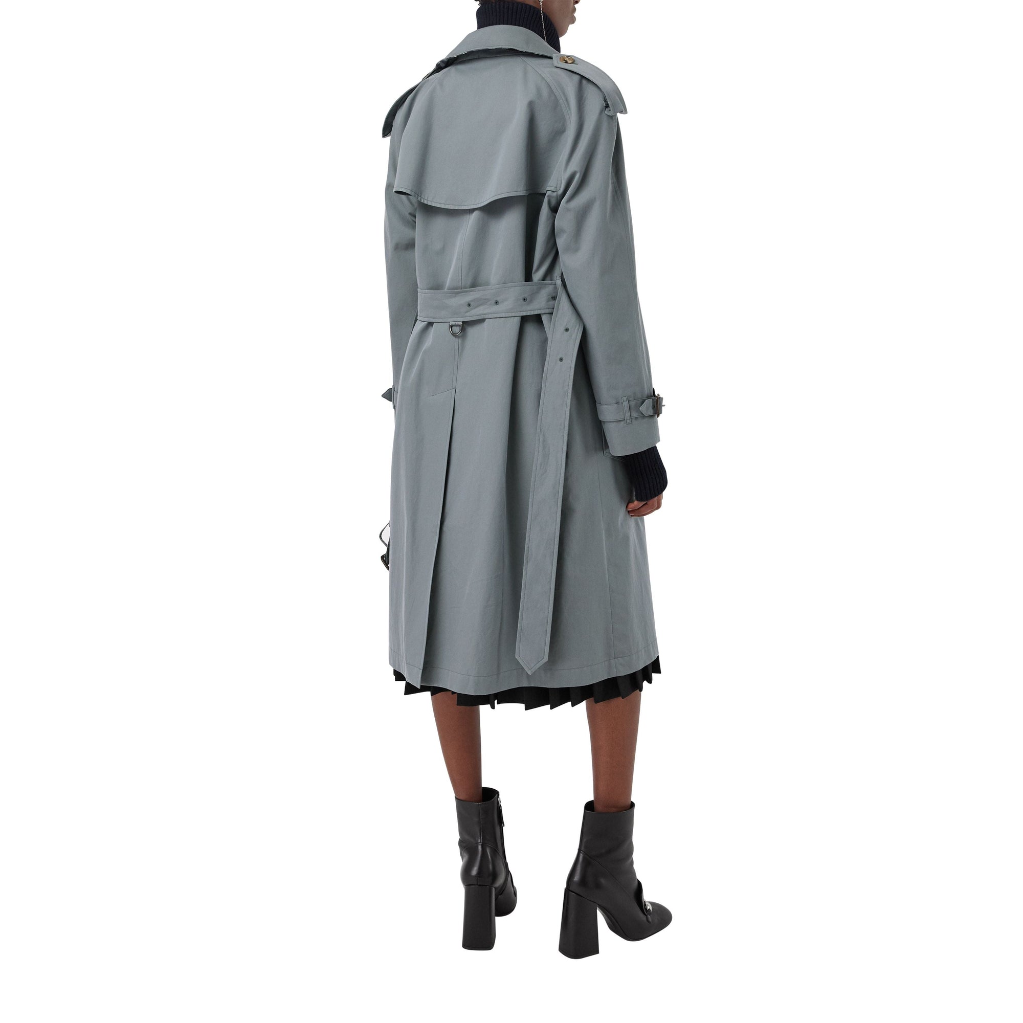 DUSTY BLUE Trench en gabardine tropicale doublé de laine