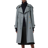 DUSTY BLUE Trench en gabardine tropicale doublé de laine