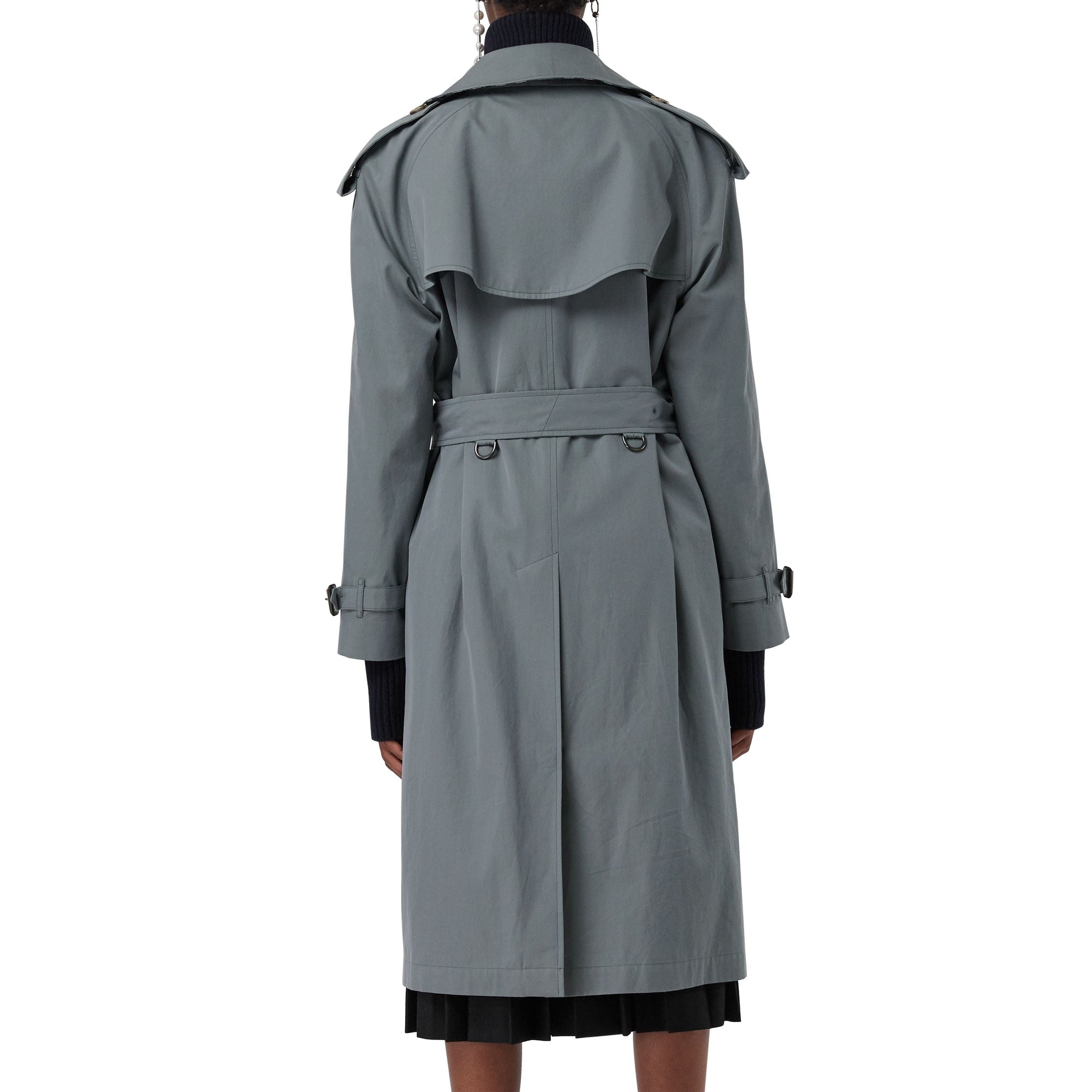 DUSTY BLUE Trench en gabardine tropicale doublé de laine