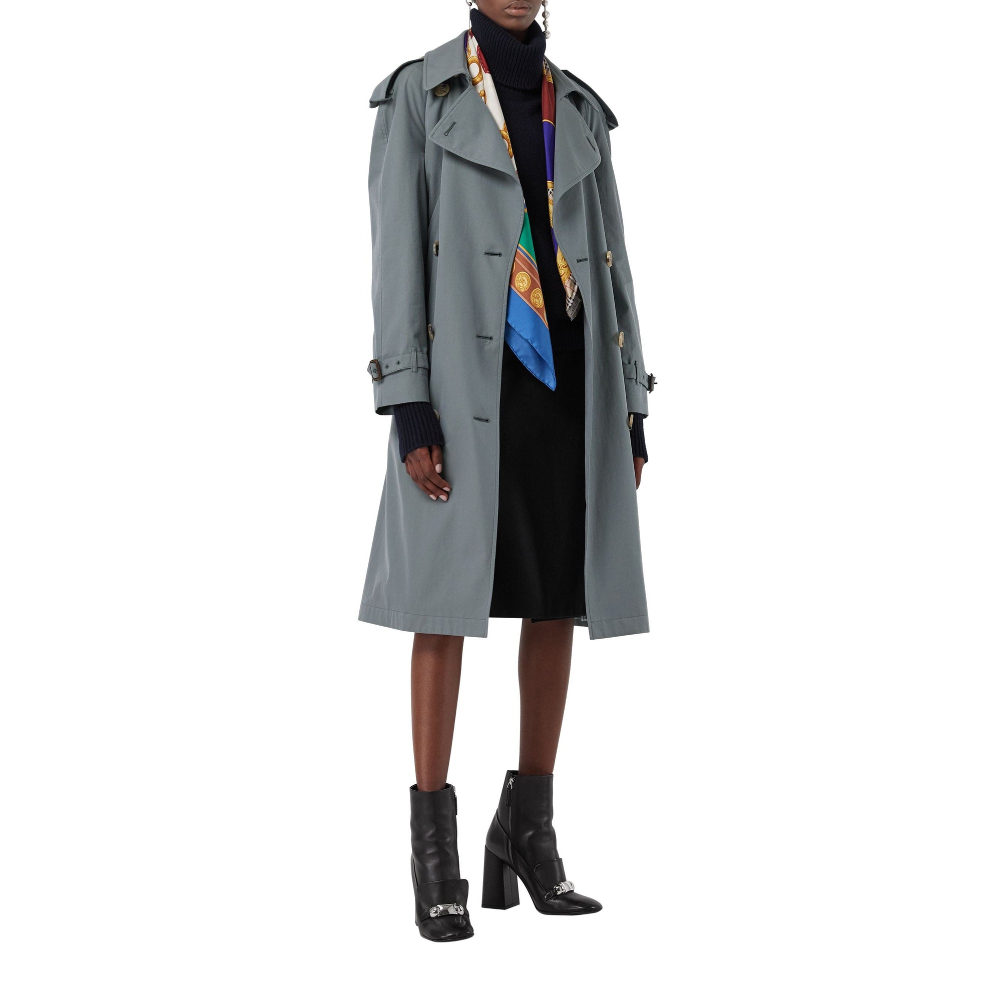 DUSTY BLUE Trench en gabardine tropicale doublé de laine
