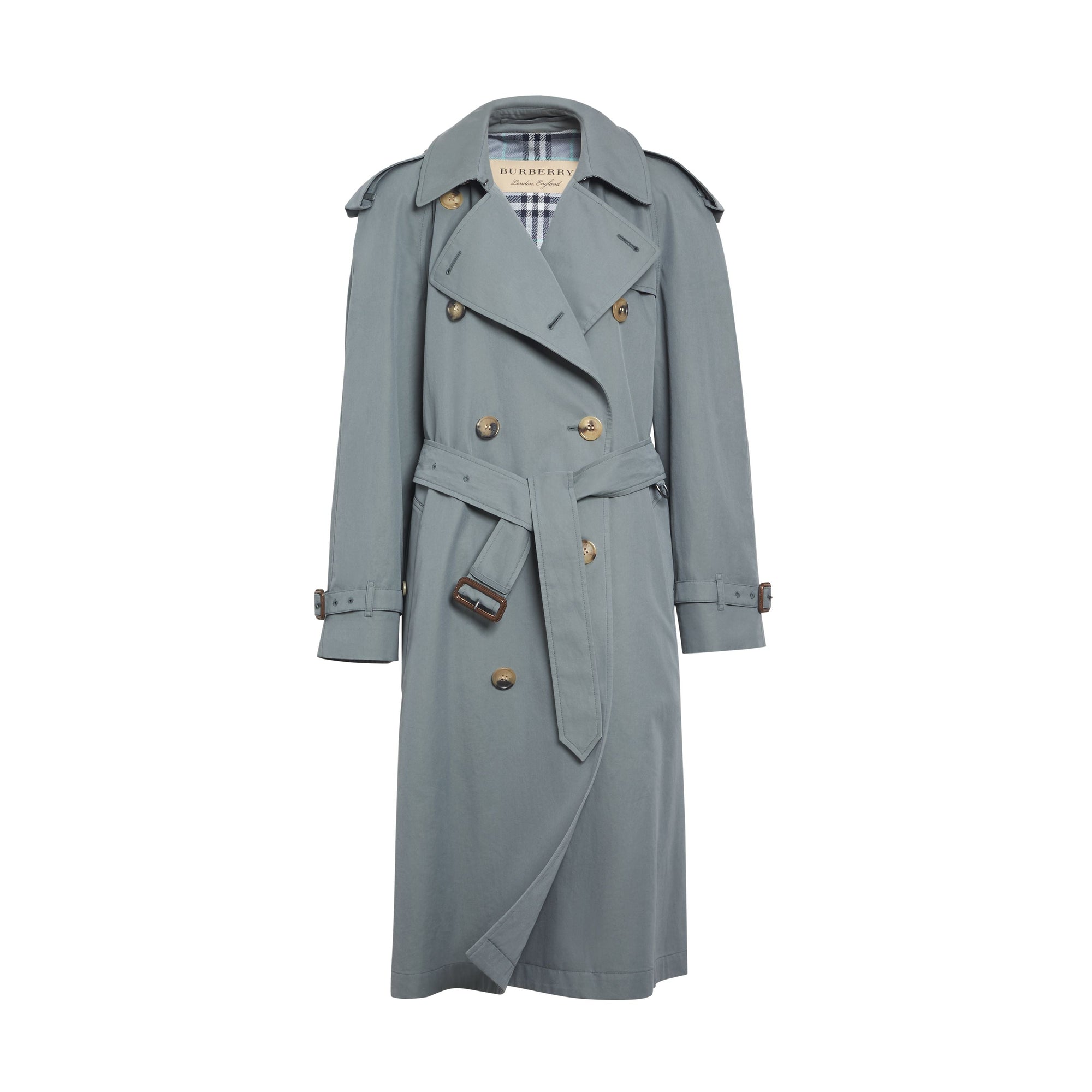 DUSTY BLUE Trench en gabardine tropicale doublé de laine