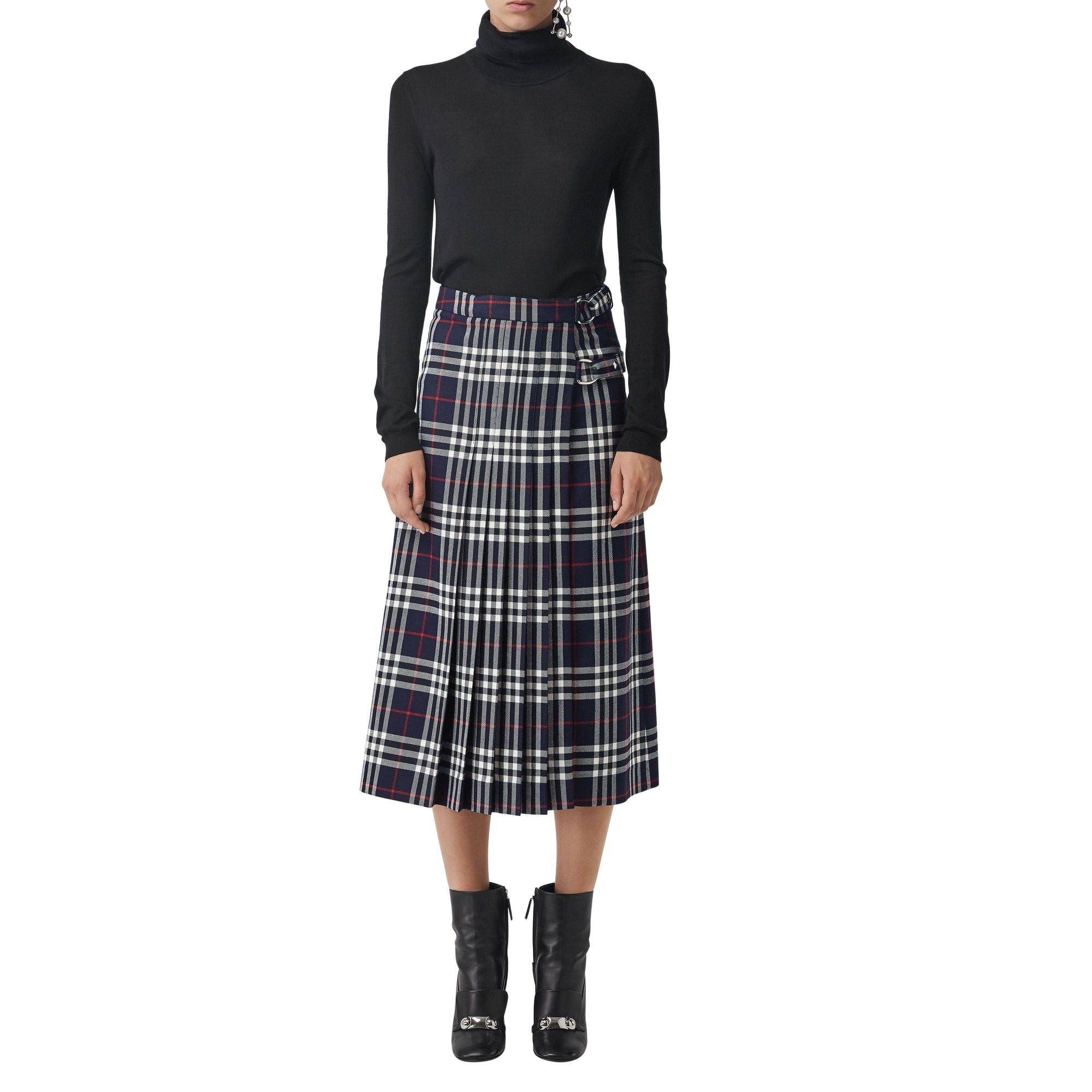 NAVY IP CHECK Kilt en laine tartan