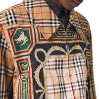 ANTIQUE YELLOW Veste Harrington à imprimé écharpes d'archive