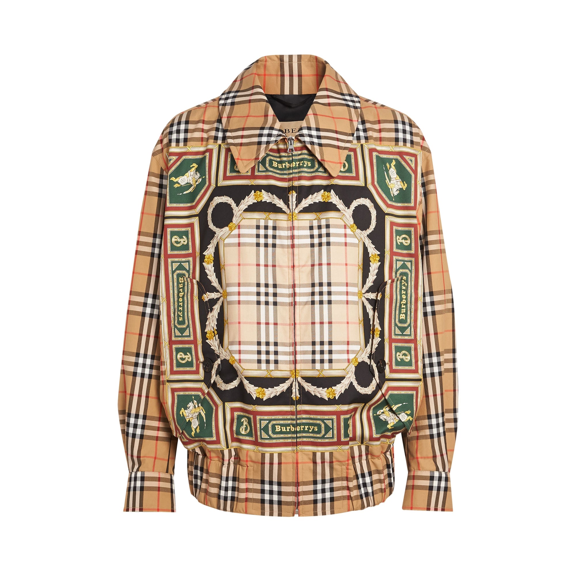 ANTIQUE YELLOW Veste Harrington à imprimé écharpes d'archive